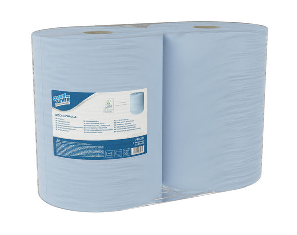 Rotolo di salviette Maxi PRO 252 Riciclaggio, 3 veli, 38 × 36 cm, rotolo di 1000 fogli = 360 metri lineari, Ø esterno 38 cm, Ø interno 7,3 cm, Conf. 2 pz