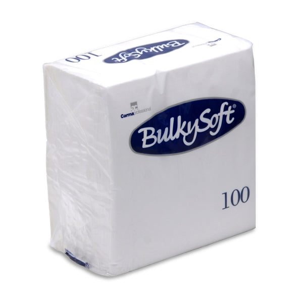 Tovaglioli da cocktail Bulkysoft 24 × 24 cm, 2 veli, 1/4 di piega, bianco