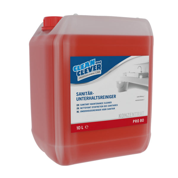 Detergente sanitario PRO 80 rosso, liquido, pH: 0,8, 10 litri, pronto per l'uso