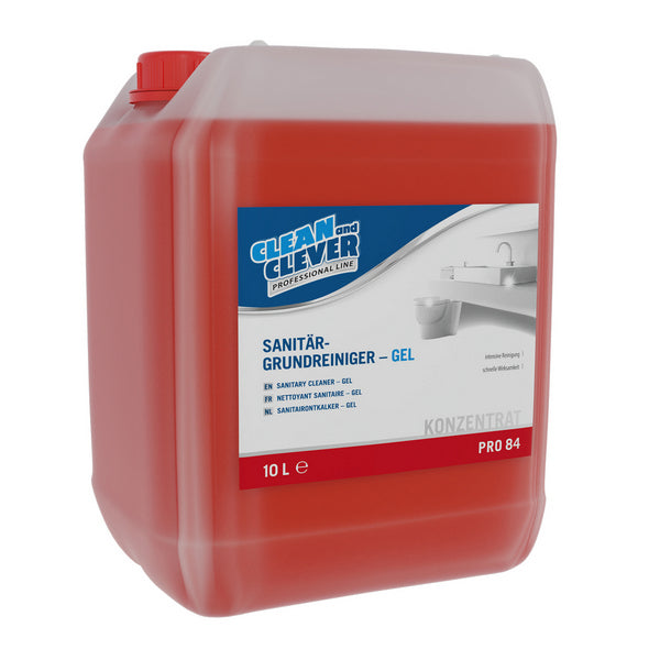 Gel detergente sanitario di base PRO 84 rosso, liquido, pH: 0,6, 10 litri, concentrato