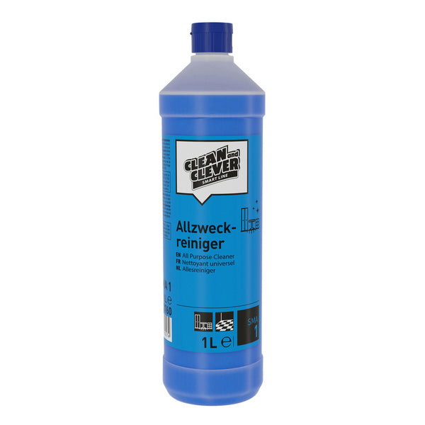 Detergente multiuso SMA 1 liquido, blu, odore di ammoniaca, pH: 11,3,  1 litro - 12 bottiglie