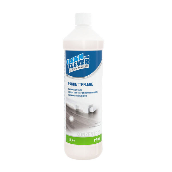 Cura del parquet PRO 9 liquido, bianco, odore leggermente profumato, pH: 8-9, 1 litro