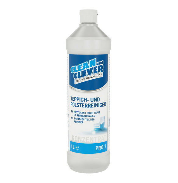 Pulitore per tappeti e tappezzeria PRO 7 liquido, incolore, inodore, pH: 9, 1 litro, concentrato, Conf. da 12 pezzi
