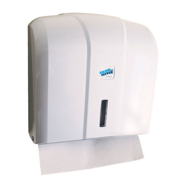 Distributore di asciugamani piegati SMA 405 Pieghevole a C, V, W e Z, in plastica, 270 × 270 × 130 mm, con chiusura a chiave, bianco