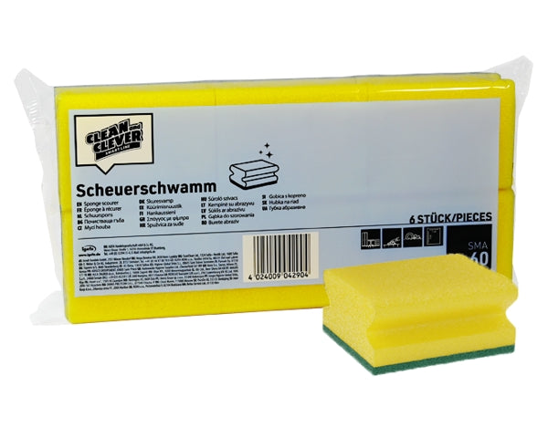 Spugna Abrasiva Giallo/Verde SMA 60, 6 Pz - 15 × 7 × 4,5 cm