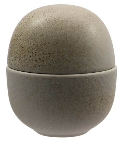 ANTIQUA-COPPETTA UOVO CON COPERCHIO CM.12,5 H.14 IN GRES PORCELLANATO STONEWARE COLORATO DECORO REACTIVE