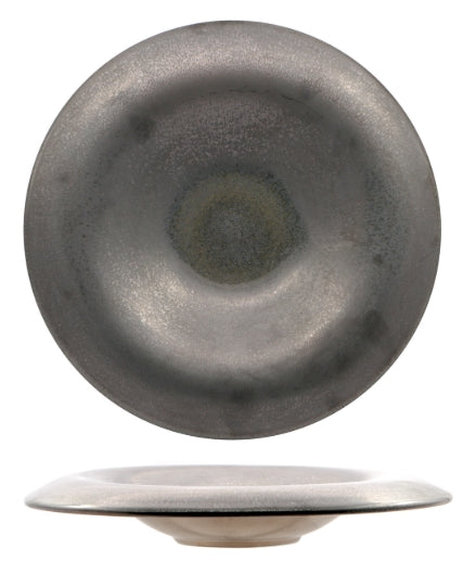 OXIDE-PASTA BOWL GOURMET CM.28 IN PORCELLANA COLORATA DECORO REACTIVE ESTERNO BRONZO OSSIDATO