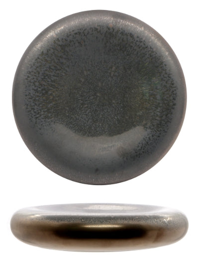 OXIDE-PIATTO ALTO TONDO CM.20,2XH.5,3 IN PORCELLANA COLORATA DECORO REACTIVE ESTERNO BRONZO OSSIDATO