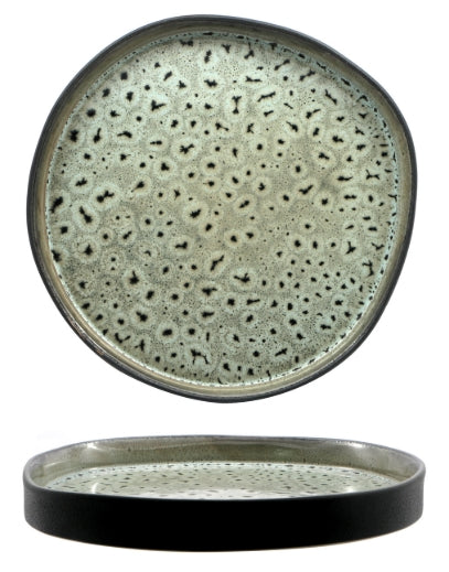 GENESYS EVO GIADA-PIATTO NORDIC CM.27 - PORCELLANA NERA ESTERNO A RILIEVO ED INTERNO VERDE REACTIVE