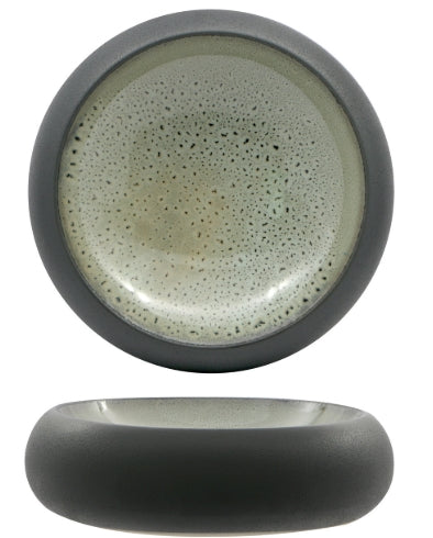 PIATTO ALTO Ø cm 23,3 - PORCELLANA NERA ESTERNO A RILIEVO ED INTERNO VERDE REACTIVE