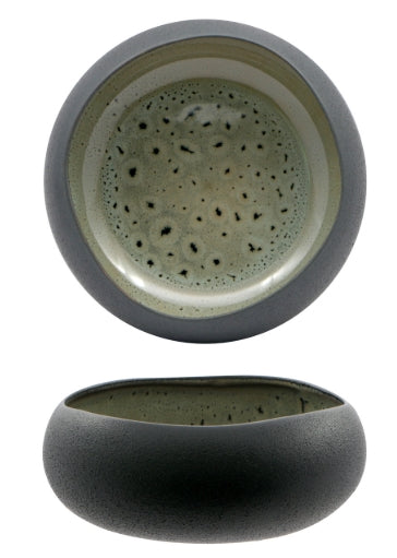 GENESYS EVO GIADA-COPPA CM.16,5 - PORCELLANA NERA ESTERNO A RILIEVO ED INTERNO VERDE REACTIVE