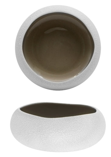 GENESYS EVO GREY-COPPA CM.16,5  IN PORCELLANA BIANCA ESTERNO  A RILIEVO ED INTERNO TORTORA LUCIDO