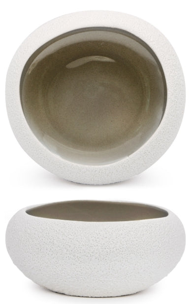 GENESYS EVO GREY-COPPETTA CM.13,7  IN PORCELLANA BIANCA ESTERNO  A RILIEVO ED INTERNO TORTORA LUCIDO