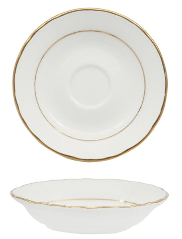 DIANA GOLD - PIATTINO TAZZA CAFFE CM 12 CON DOPPIO FILO ORO AL BORDO 3MM E AL MARLY 1MM