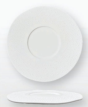 KORALIA-PIATTO PIANO GOURMET CM 31 BIANCO   -     porcellana bianca lucida a rilievo
