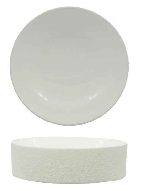GENESYS EVO BIANCO-COLONNA GOURMET TONDA BASSA CM.15XH.4,2 PORCELLANA BIANCA ESTERNO A RILIEVO ED INTERNO LUCIDO