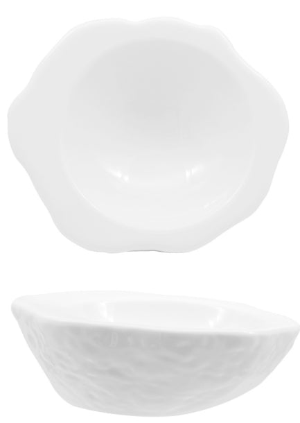 ROCK BIANCO-COPPA CONCAVA EFFETTO PIETRA CM.24,5X20,5 INTERNO CM 16,5 IN PORCELLANA BIANCA LUCIDA