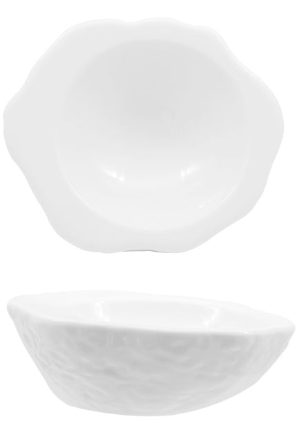 ROCK BIANCO-COPPA CONCAVA EFFETTO PIETRA CM.19,5X17,5 INTERNO CM 13 IN PORCELLANA BIANCA LUCIDA