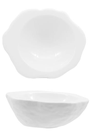 ROCK BIANCO-COPPA CONCAVA EFFETTO PIETRA CM.13,8X12 INTERNO CM 9 IN PORCELLANA BIANCA LUCIDA