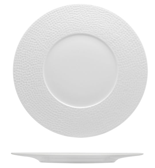 ZEN TUNISIE MARTELLATO BIANCO-PIATTO PANE CM.17 PORCELLANA BIANCA LUCIDA DECORATA