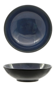 MADEIRA-CIOTOLA TONDA CM.14 NERO-BLU IN PORCELLANA NERO ESTERNO OPACO ED INTERNO LUCIDO BLU-VERDE REACTIVE