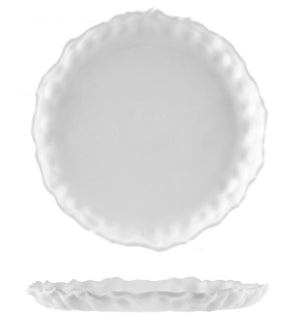MAGMA PIATTO CM 30 H4,5 BIANCO MATT INTERNO LUCIDO VETRO EXTRASTRONG LAVORATO E DECORATO A MANO