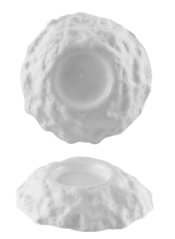 KRATERE- PIATTO CM 28 H 5,5 BIANCO MATT INT.LUCIDO VETRO EXTRASTRONG LAVORATO E DECORATO A MANO