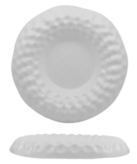 CLOUD - PIATTO FONDO CM 28 INTERNO CM.9 BIANCO LUCIDO VETRO EXTRASTRONG LAVORATO E DECORATO A MANO