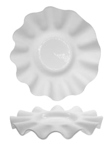 PIERROT - PIATTO VETRO BIANCO TONDO CM 25 INTERNO CM 10 VETRO EXTRASTRONG LAVORATO E DECORATO A MANO