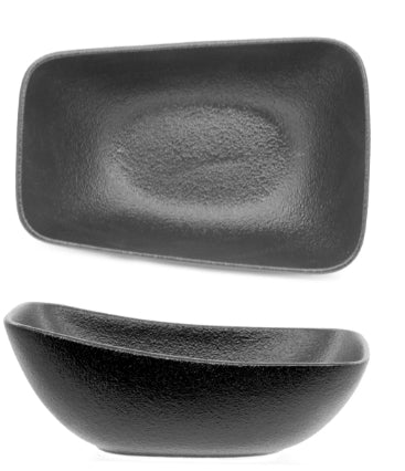 BLACK DAZZLE- COPPA RETTANGOLARE CM 19,5X13X5XH.10,5 PORCELLANA ALLUMINICA NERA