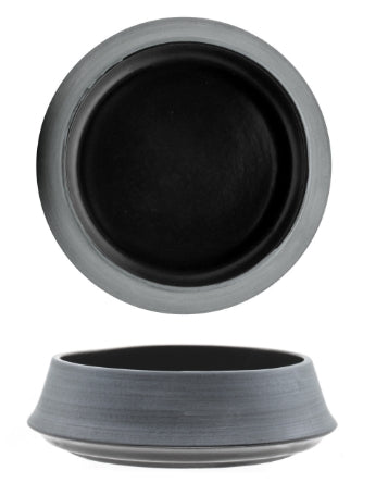 KAMA ARGENTO- COPPETTA CM 16 - NON IMPILABILE PORCELLANA ALLUMINICA NERA OPACO BORDO ARGENTO