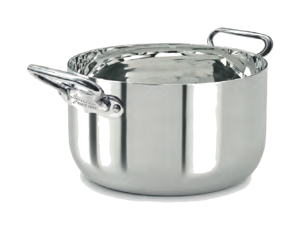 Casseruola alta in argento interno ed esterno induzione con 2 maniglie - 20 cm - ALAR104IE20IND