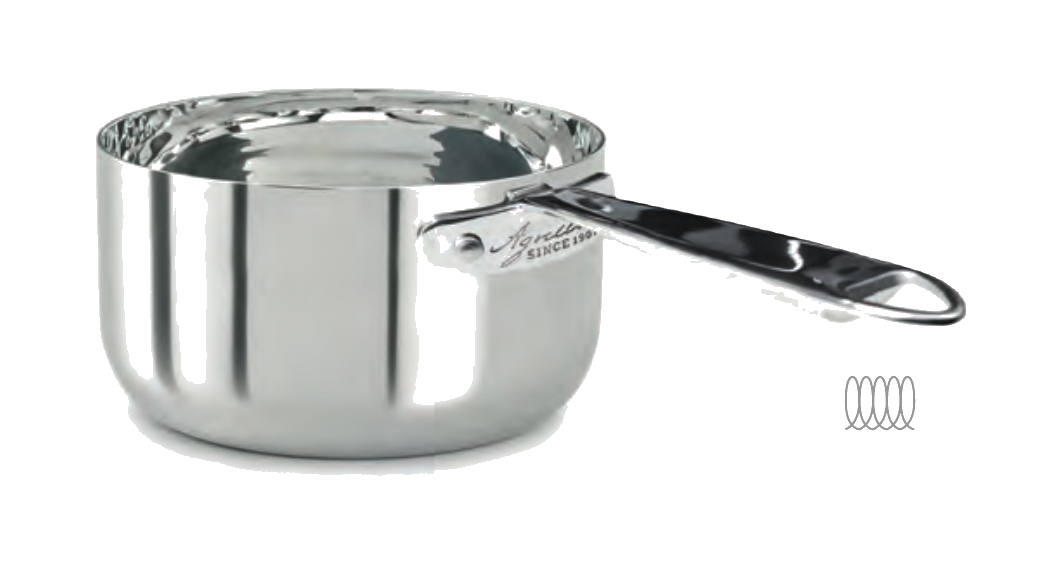 Casseruola alta in argento interno ed esterno induzione con 1 manico cm 20 - ALAR105IE20IND