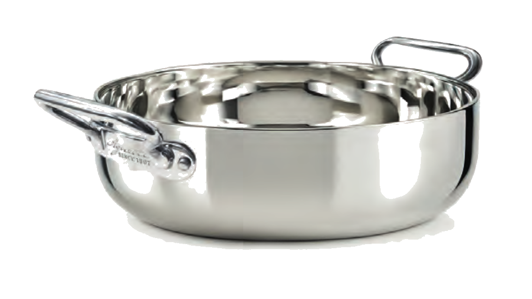 Casseruola bassa in argento interno ed esterno induzione con 2 maniglie - 20 cm - ALAR106IE20IND