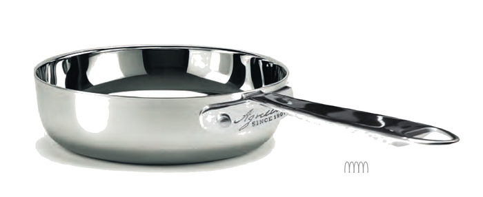 Padella lionese in argento interno ed esterno induzione con 1 manico cm 24 - ALAR111/BISIE24IND