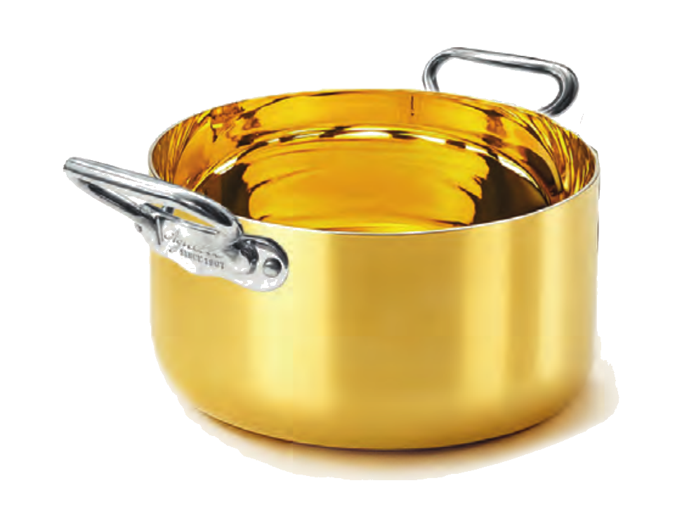 Casseruola alta in oro interno ed esterno induzione con 2 maniglie - 16 cm - ALAU104IE16IND