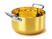Casseruola alta in oro interno ed esterno induzione con 2 maniglie - 16 cm - ALAU104IE16IND