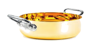 Casseruola bassa in oro interno ed esterno induzione con 2 maniglie - 20 cm - ALAU106IE20IND