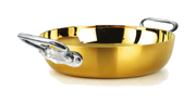 Tegame in oro interno ed esterno induzione con 2 maniglie - 24 cm - ALAU110IE24IND