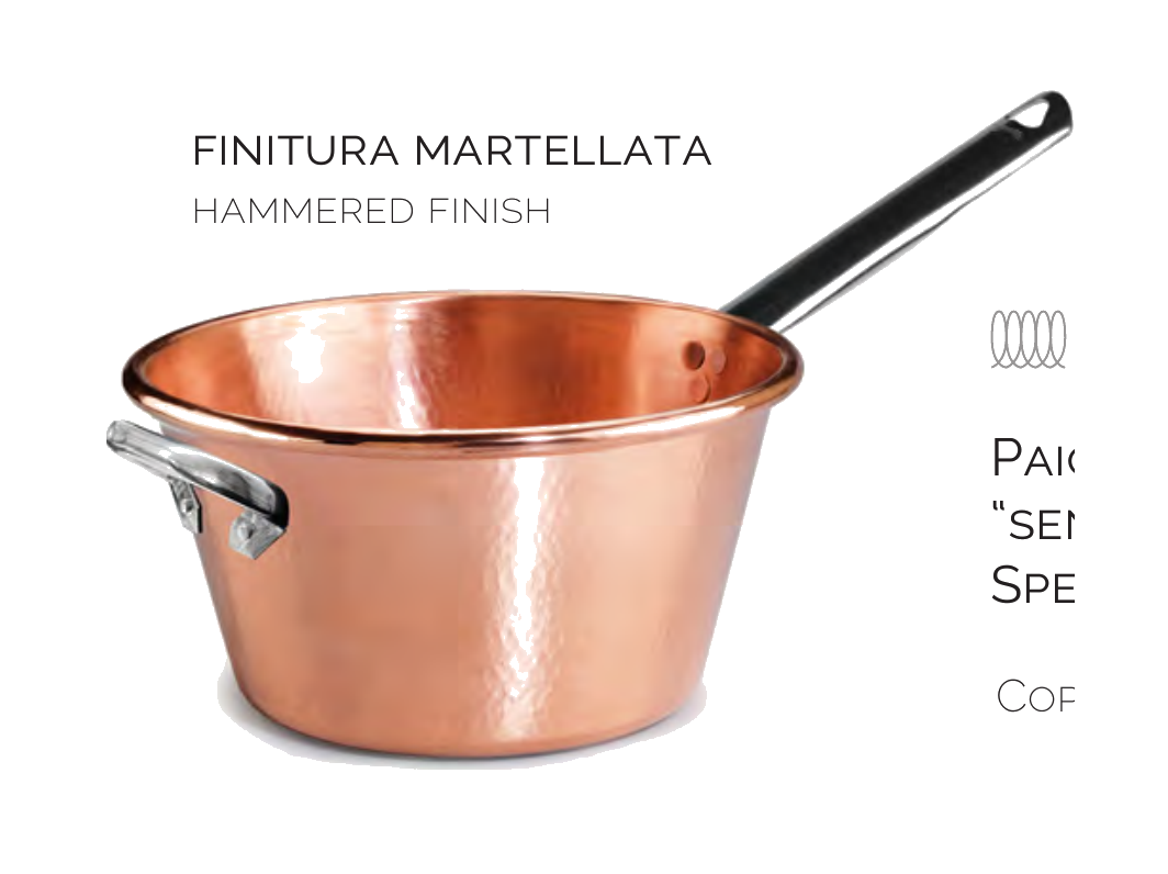 Paiolo rame martellato spessore 1,2mm fondo induzione - 24 cm - ALCM165MPI24