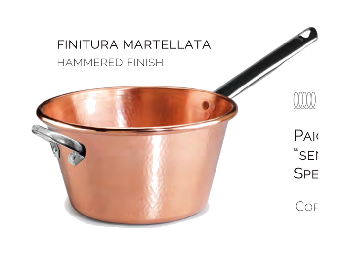 Paiolo rame martellato spessore 1,2mm fondo induzione - 24 cm - ALCM165MPI24