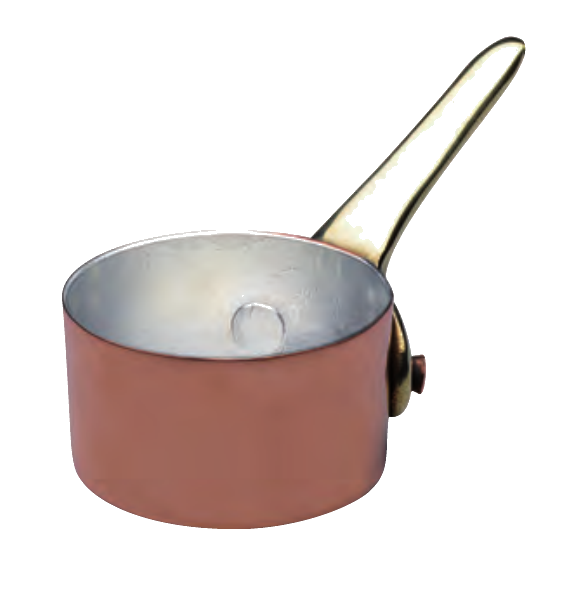 Casseruolino basso in rame a un manico in ottone fuso - ALCU107F04