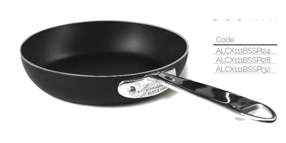 Padella svasata alta "saltare" in alluminio alblack induzione con un manico inox - 24 cm - ALCX111BSSPI24
