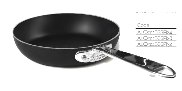 Padella svasata alta "saltare" in alluminio alblack induzione con un manico inox - 24 cm - ALCX111BSSPI24