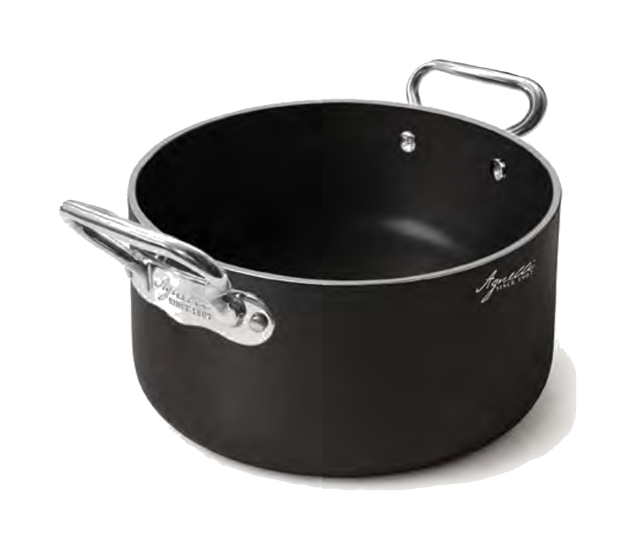 Casseruola alta in alluminio alblack induzione con due maniglie inox - 20 cm - ALCX2104SSPI20