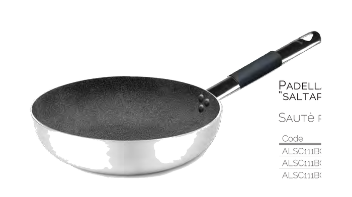 Padella svasata alta in alluminio antiaderente - shark skin - con un manico tubolare inox - 20 cm - ALSC111BGC20