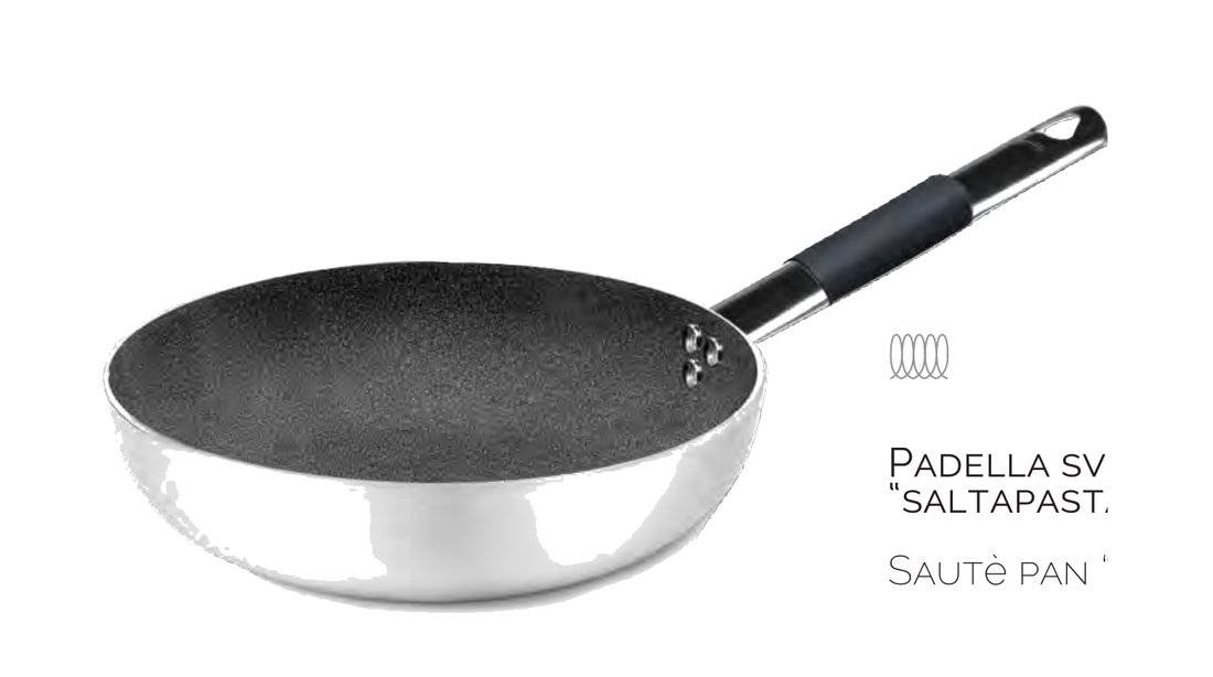 Padella svasata alta in alluminio antiaderente induzione - shark skin - con un manico tubolare inox - 24 cm - ALSC111BGPIC24