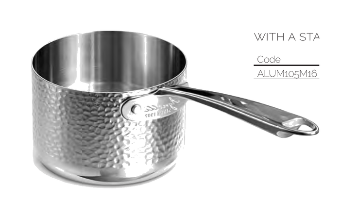 CASSERUOLA ALTA ALUINOX MARTELLATO 3PLY 1/M 1907 CM 16 - ALUM105M16