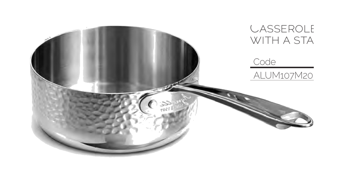 CASSERUOLA BASSA ALUINOX MARTELLATO 3PLY 1/M 1907 CM 20 - ALUM107M20