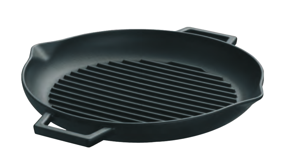 Griglia tonda cm 30 - 2 maniglie in ghisa - matt black - COGHSET30000M